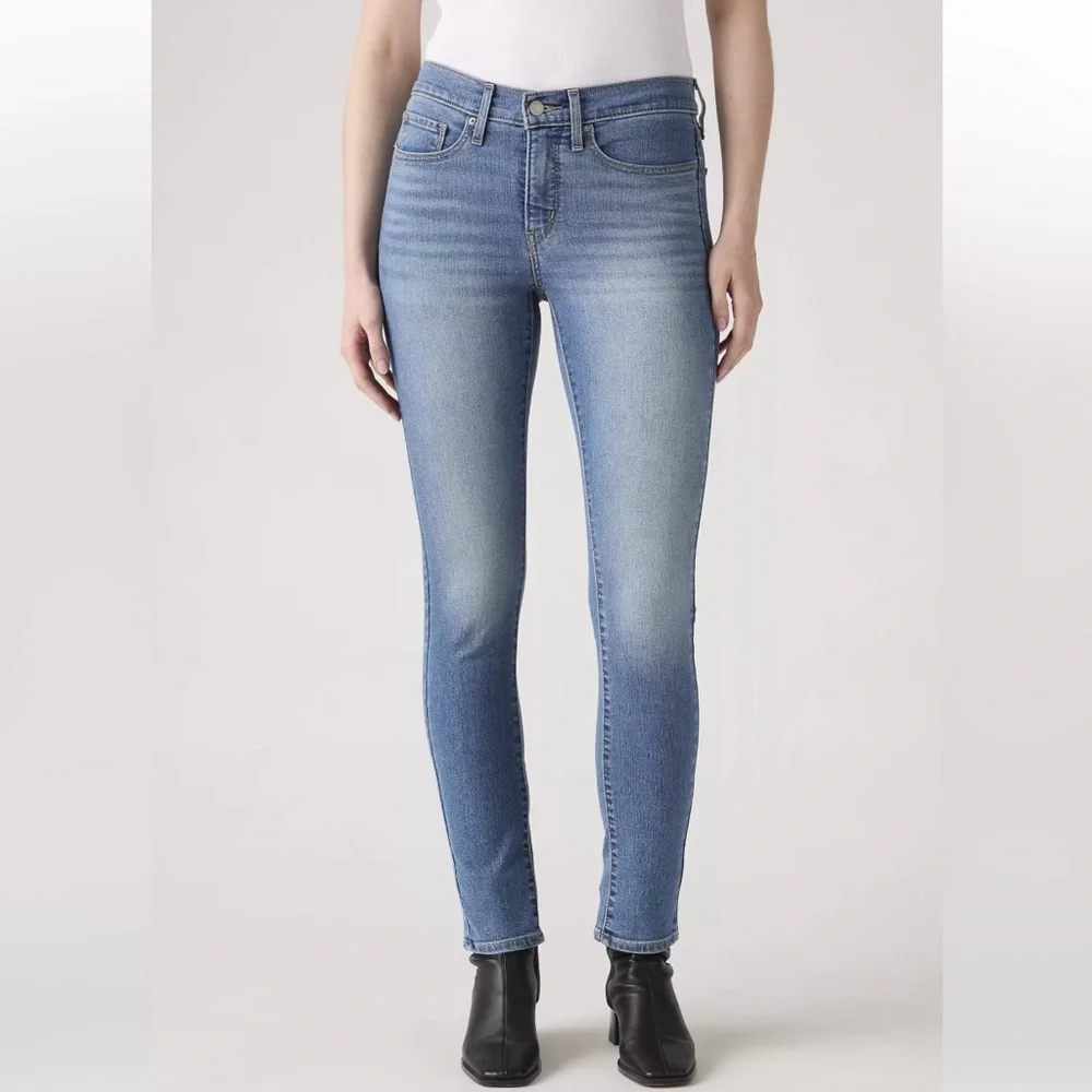 Levi’s Shaping Skinny Cotton Mid Rise Blue Denim Jeans Size 28 - Picture 2 of 15